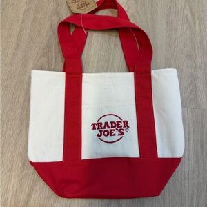 Trader Joe's Red and White Canvas MINI Tote Bag